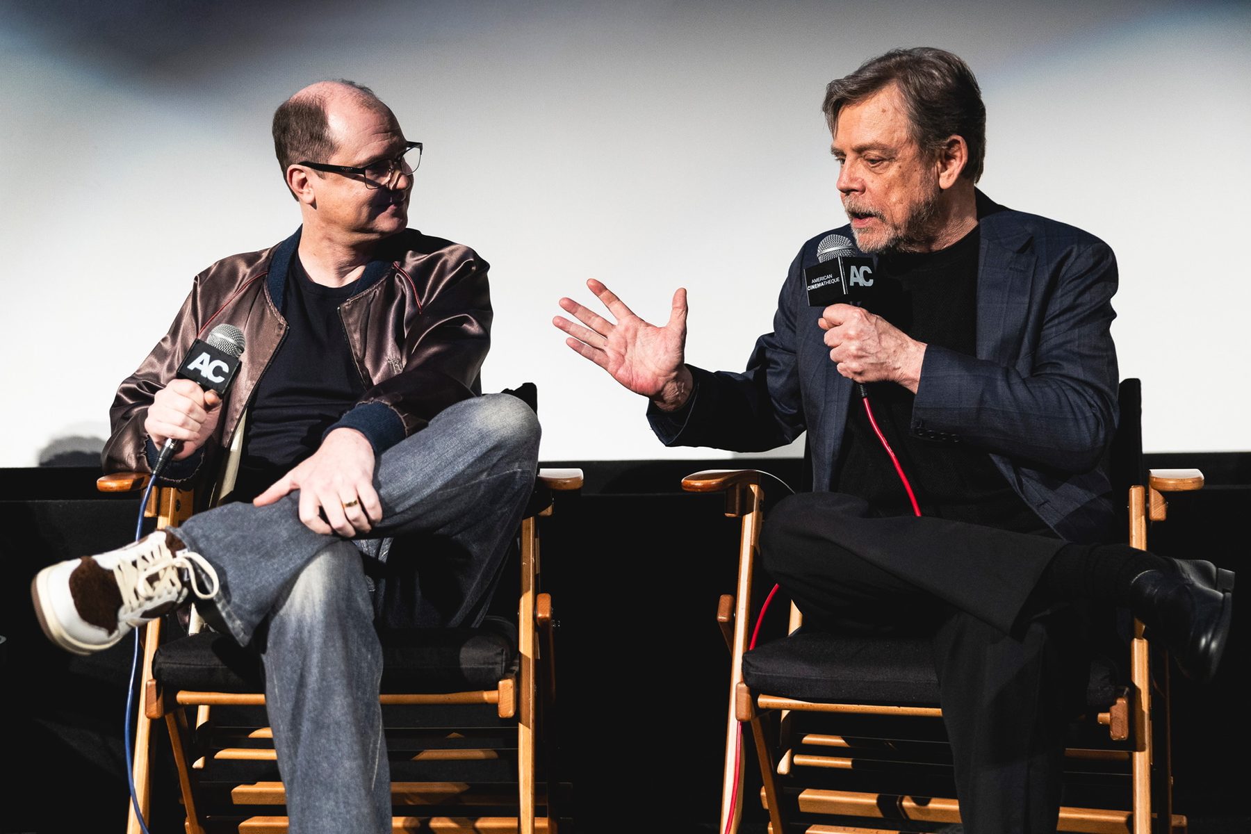 Mark Hamill speaking on a screening panel